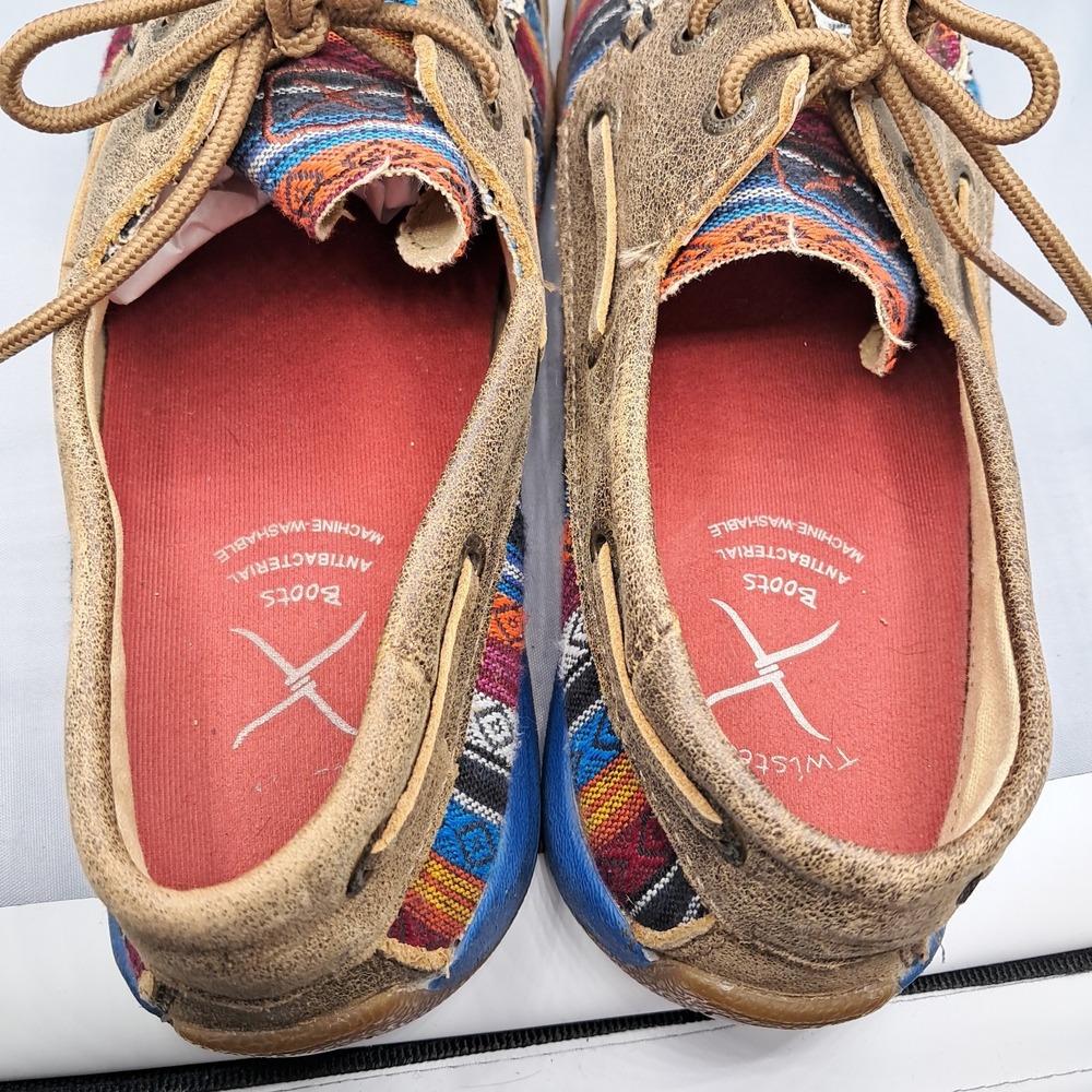Twisted X Women's 7 Driving Mocs Boat Shoes Tan Multicolor Aztec Slip On - Picture 5 of 10